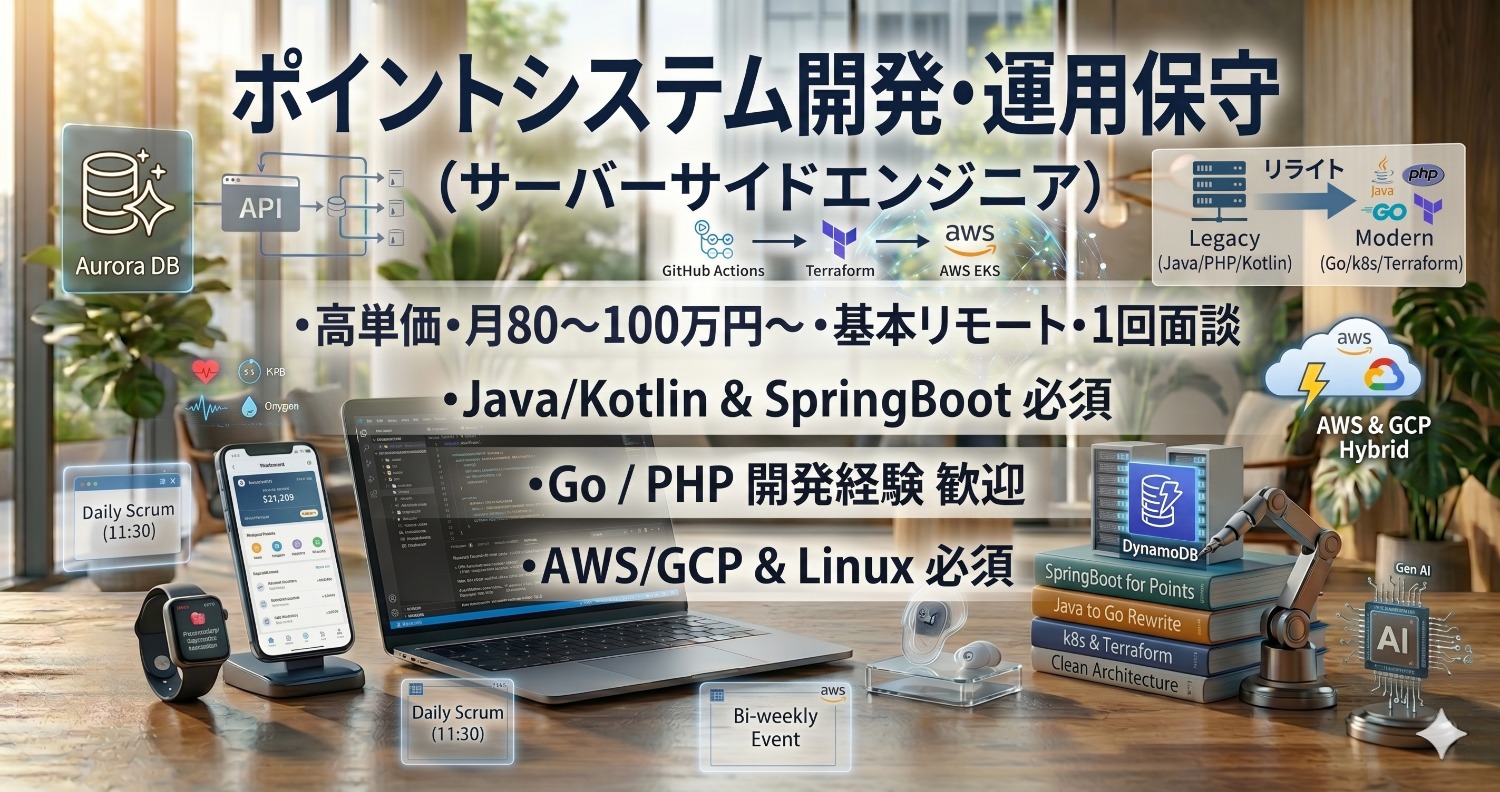 【リモート/Java / Kotlin】サーバーサイドエンジニア（ポイントシステム開発・運用保守）