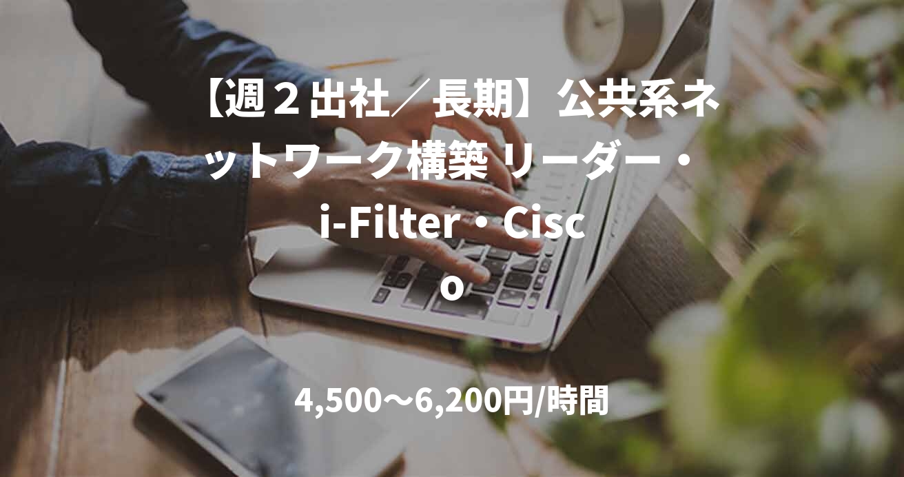 【週２出社／長期】公共系ネットワーク構築 リーダー・i-Filter・Cisco