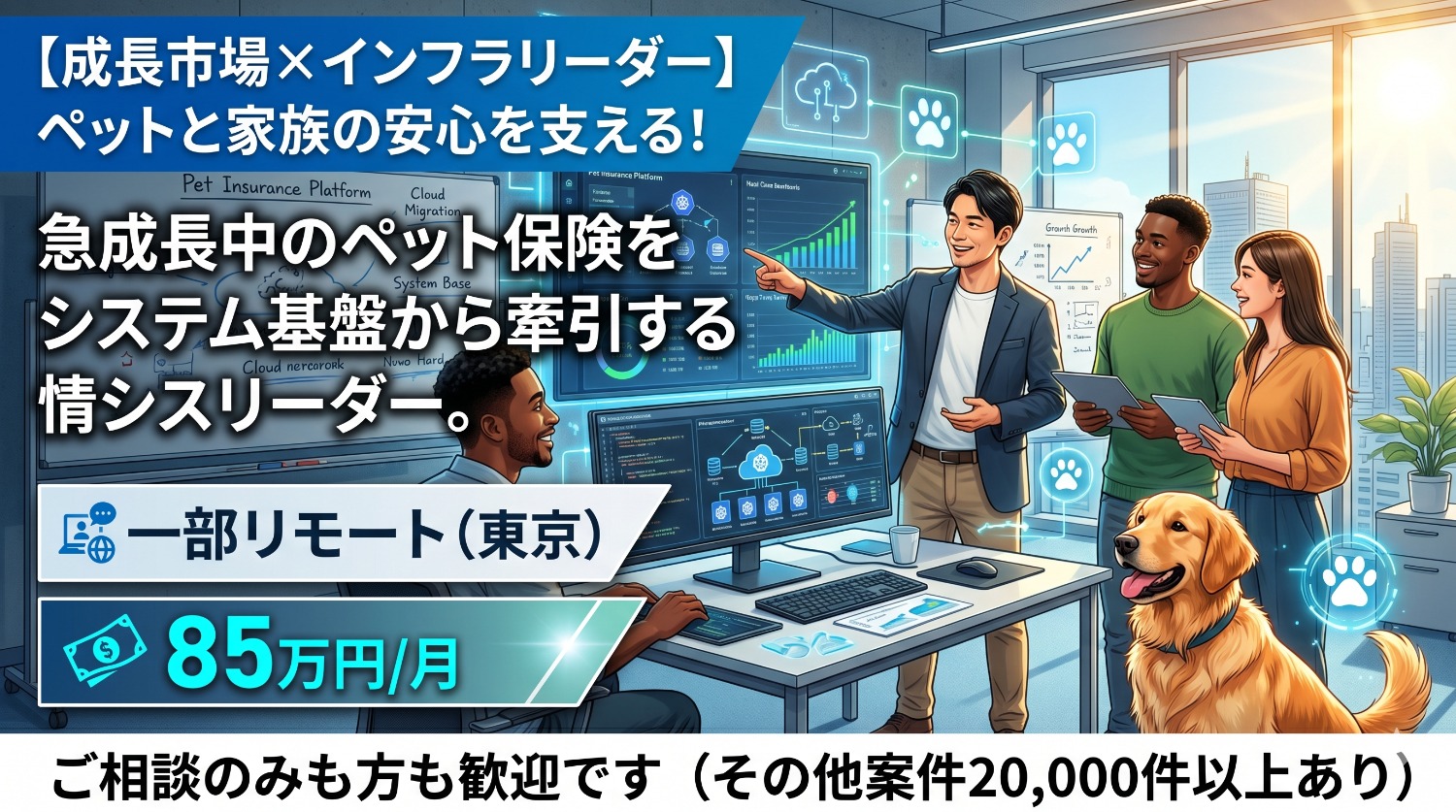 【インフラ／リーダー】実作業はベンダーへ。ペット保険の情シス部門を率いる「インフラの総指揮官」募集！