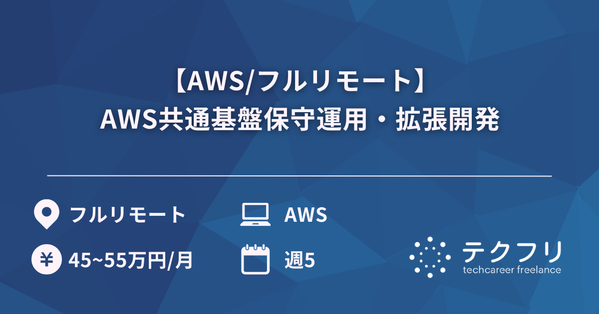 【AWS/フルリモート】AWS共通基盤保守運用・拡張開発