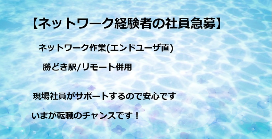 【正社員急募】ネットワーク作業