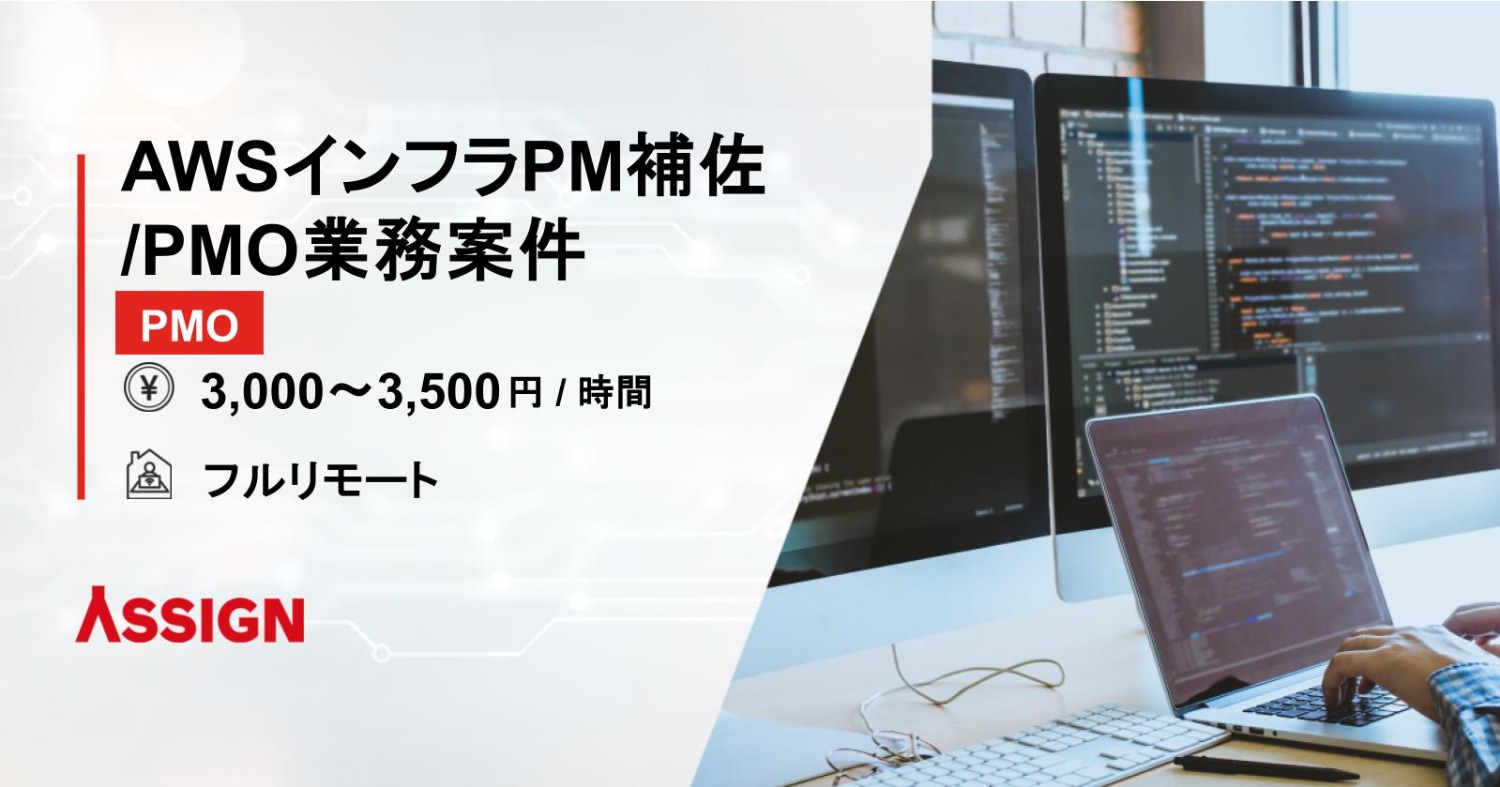 【PMO】AWSインフラPM補佐/PMO業務　フルリモート