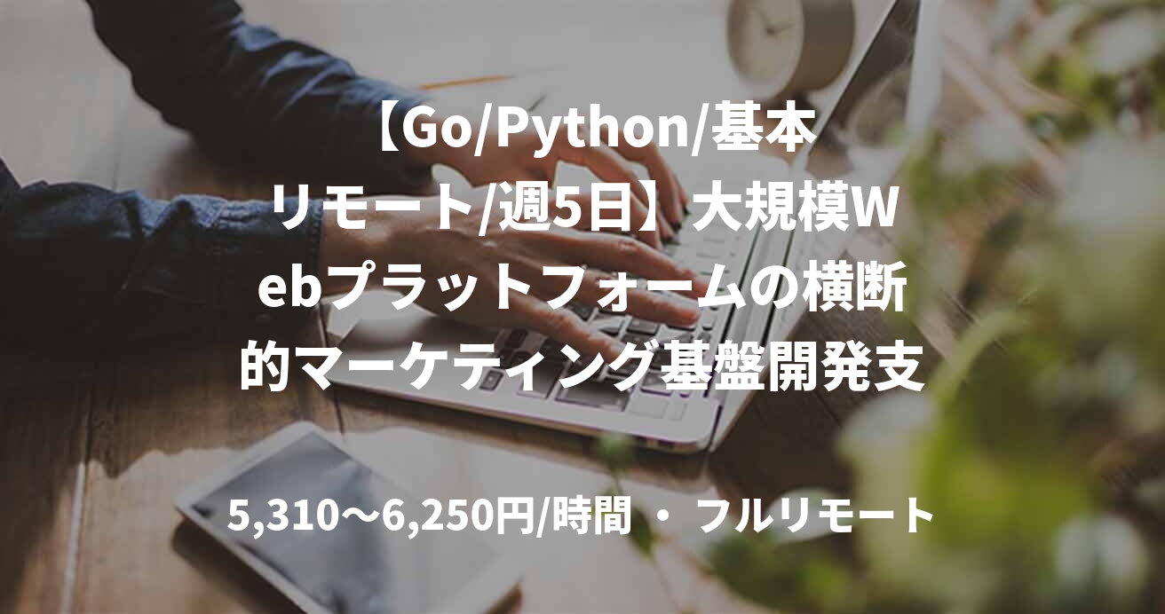 【Go/Python/基本リモート/週5日】大規模Webプラットフォームの横断的マーケティング基盤開発支援