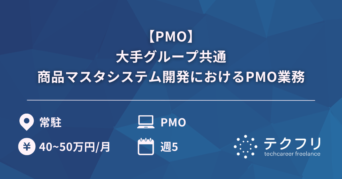 【PMO】大手グループ共通商品マスタシステム開発におけるPMO業務