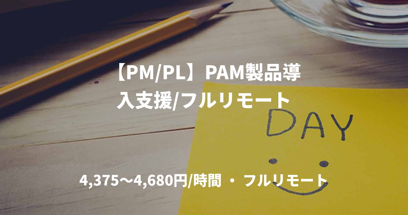 【PM/PL】PAM製品導入支援/フルリモート