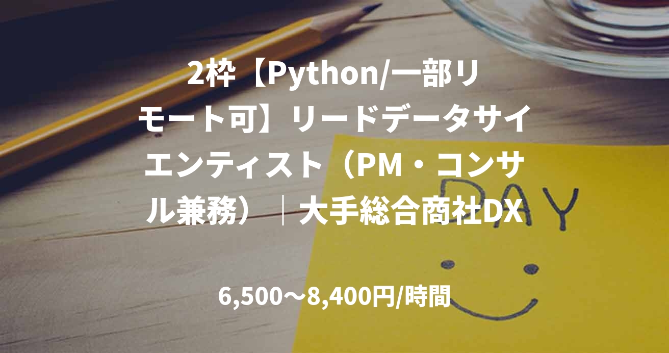 2枠【Python/一部リモート可】リードデータサイエンティスト（PM・コンサル兼務）｜大手総合商社DX