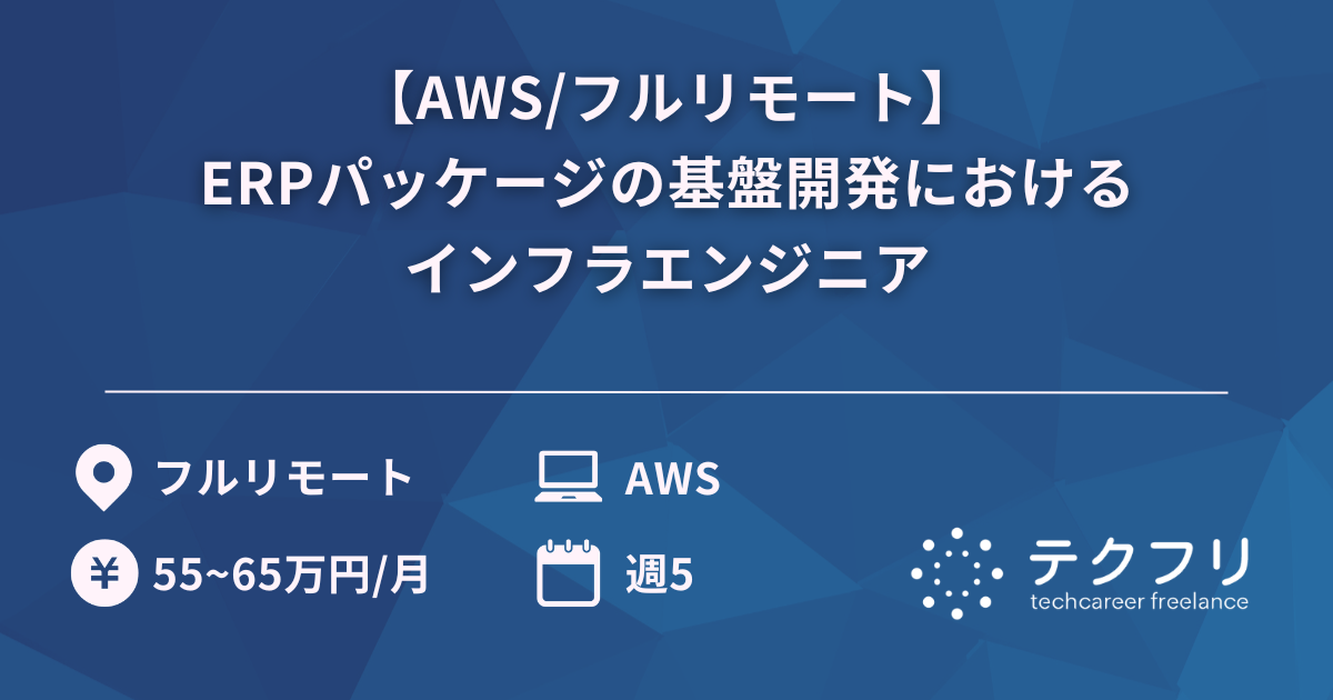 【AWS/フルリモート】ERPパッケージの基盤開発におけるインフラエンジニア