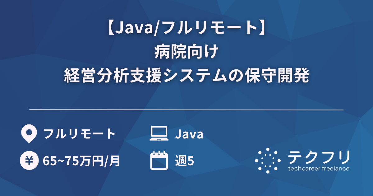 【Java/フルリモート】病院向け経営分析支援システムの保守開発