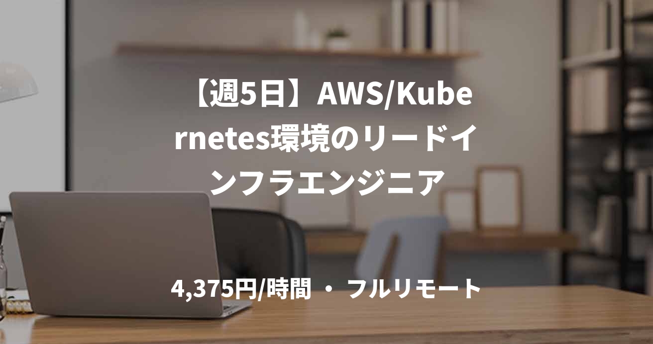 【週5日】AWS/Kubernetes環境のリードインフラエンジニア