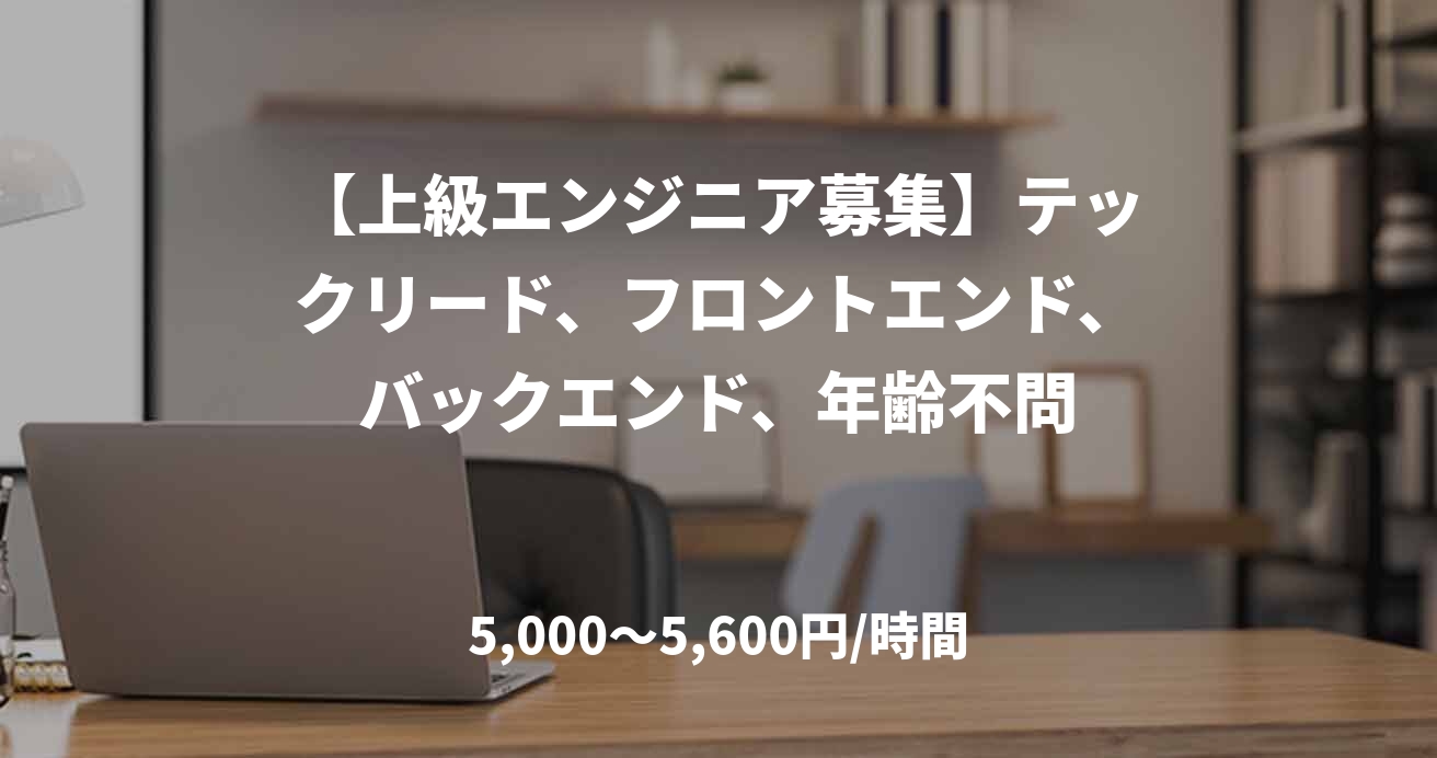 【上級エンジニア募集】テックリード、フロントエンド、バックエンド、年齢不問