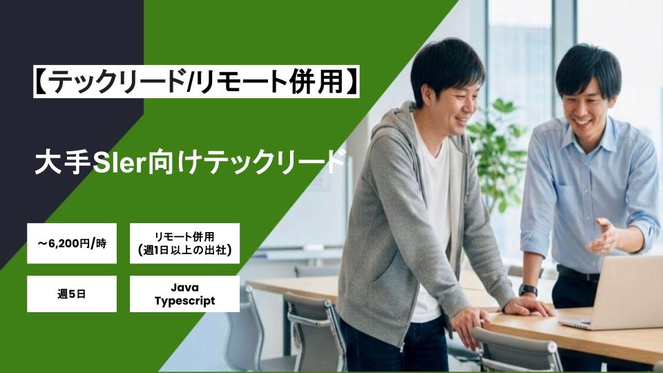 【テックリード/リモート併用】週5日/大手SIer向けテックリード/パートナー案件
