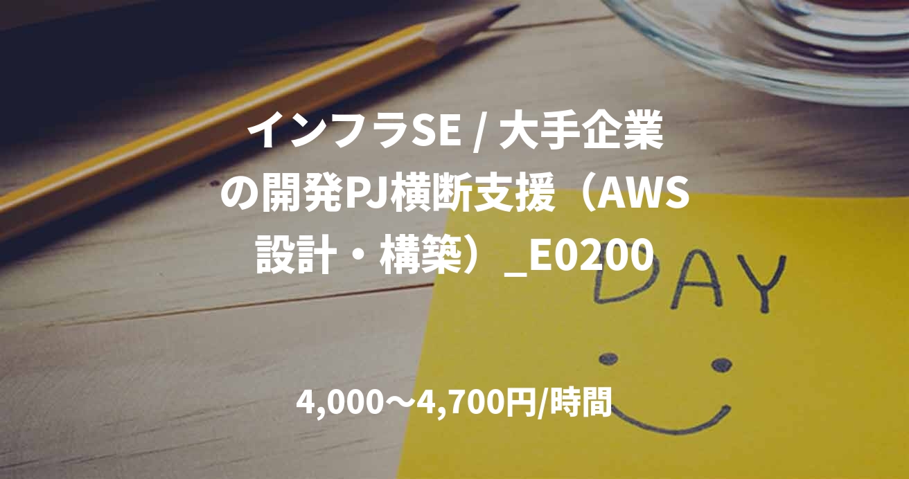 インフラSE / 大手企業の開発PJ横断支援（AWS設計・構築）_E0200