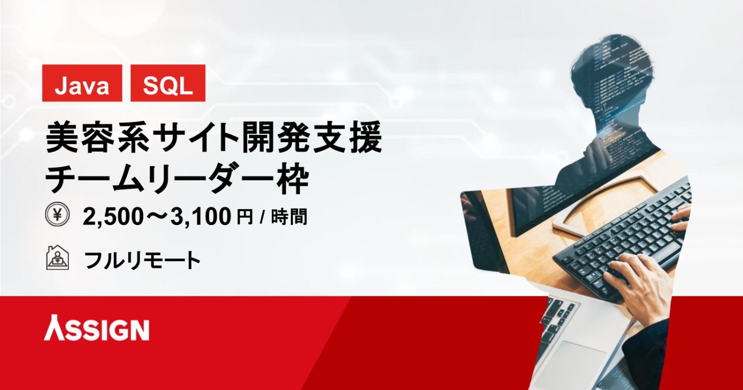 【Java/SQL】美容系サイト開発支援 チームリーダー枠　フルリモート