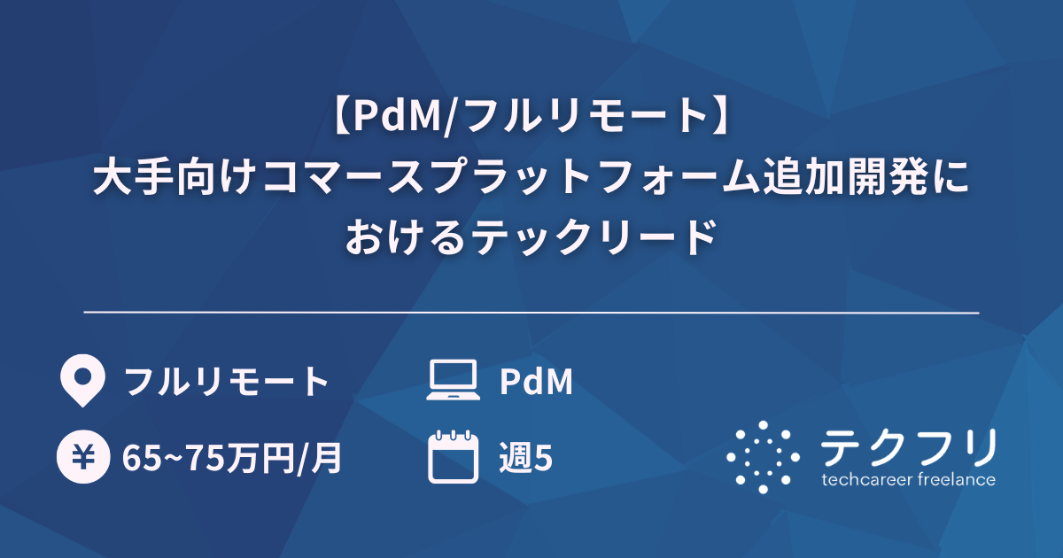 【PdM/フルリモート】大手向けコマースプラットフォーム追加開発におけるテックリード