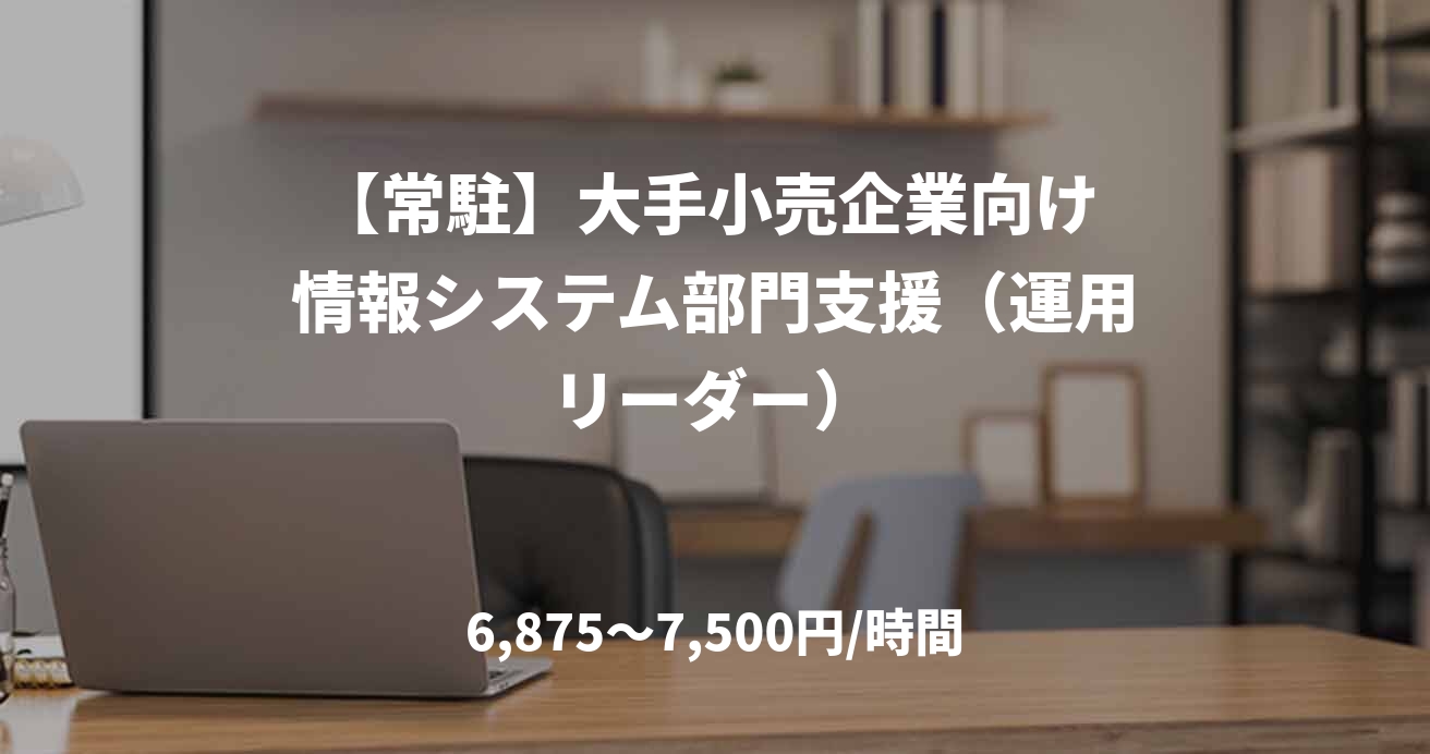 【常駐】大手小売企業向け 情報システム部門支援（運用リーダー）