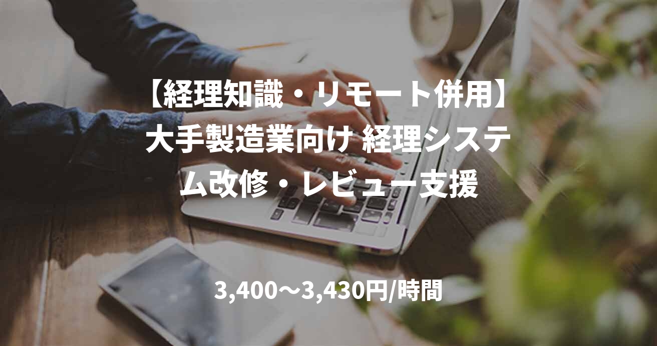 【経理知識・リモート併用】大手製造業向け 経理システム改修・レビュー支援
