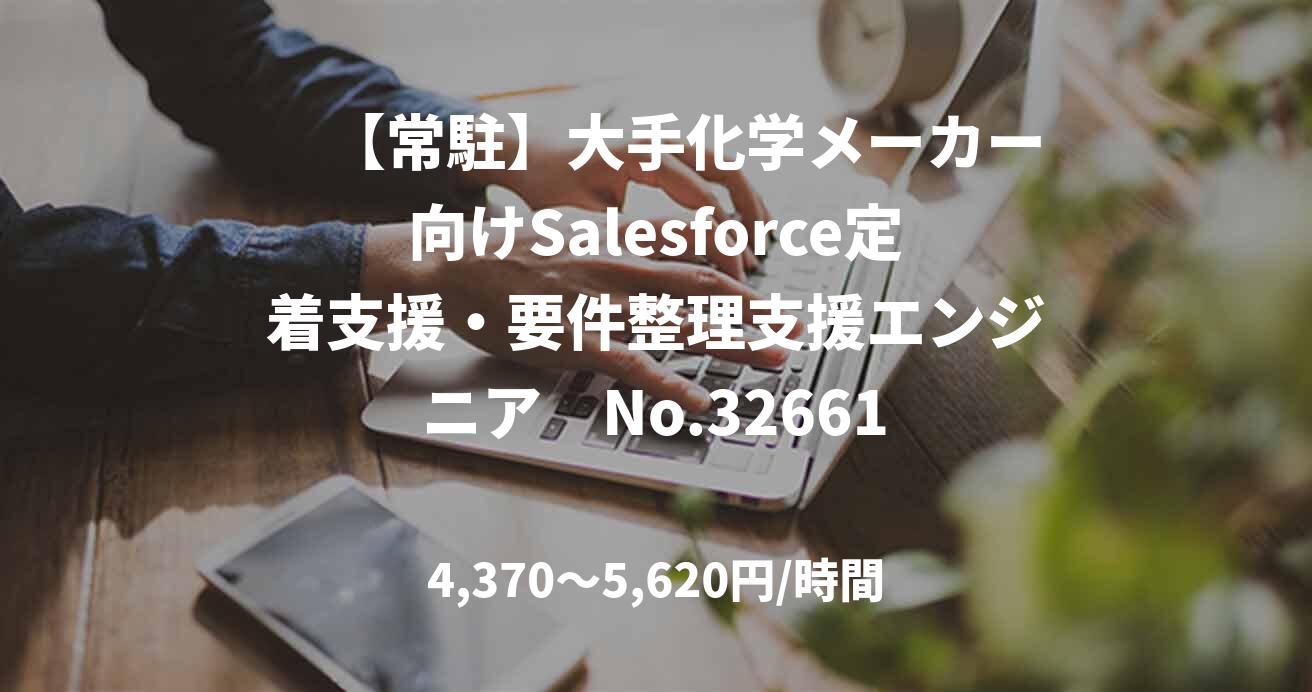 　【常駐】大手化学メーカー向けSalesforce定着支援・要件整理支援エンジニア　No.32661