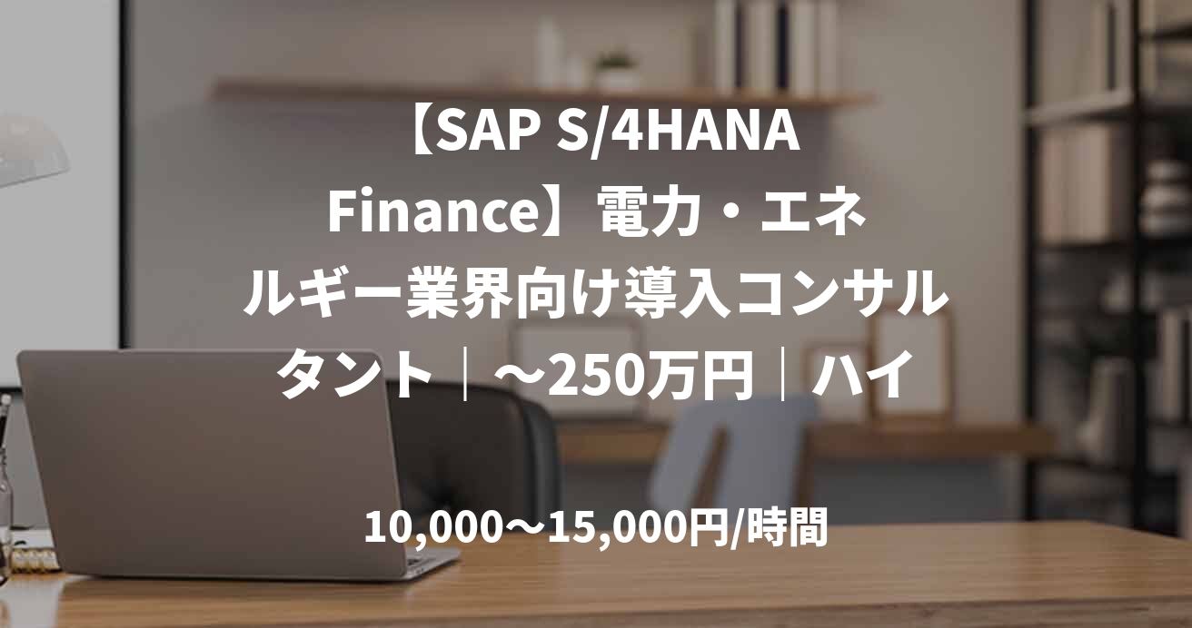 【SAP S/4HANA Finance】電力・エネルギー業界向け導入コンサルタント|~250万円|ハイブリッド勤務