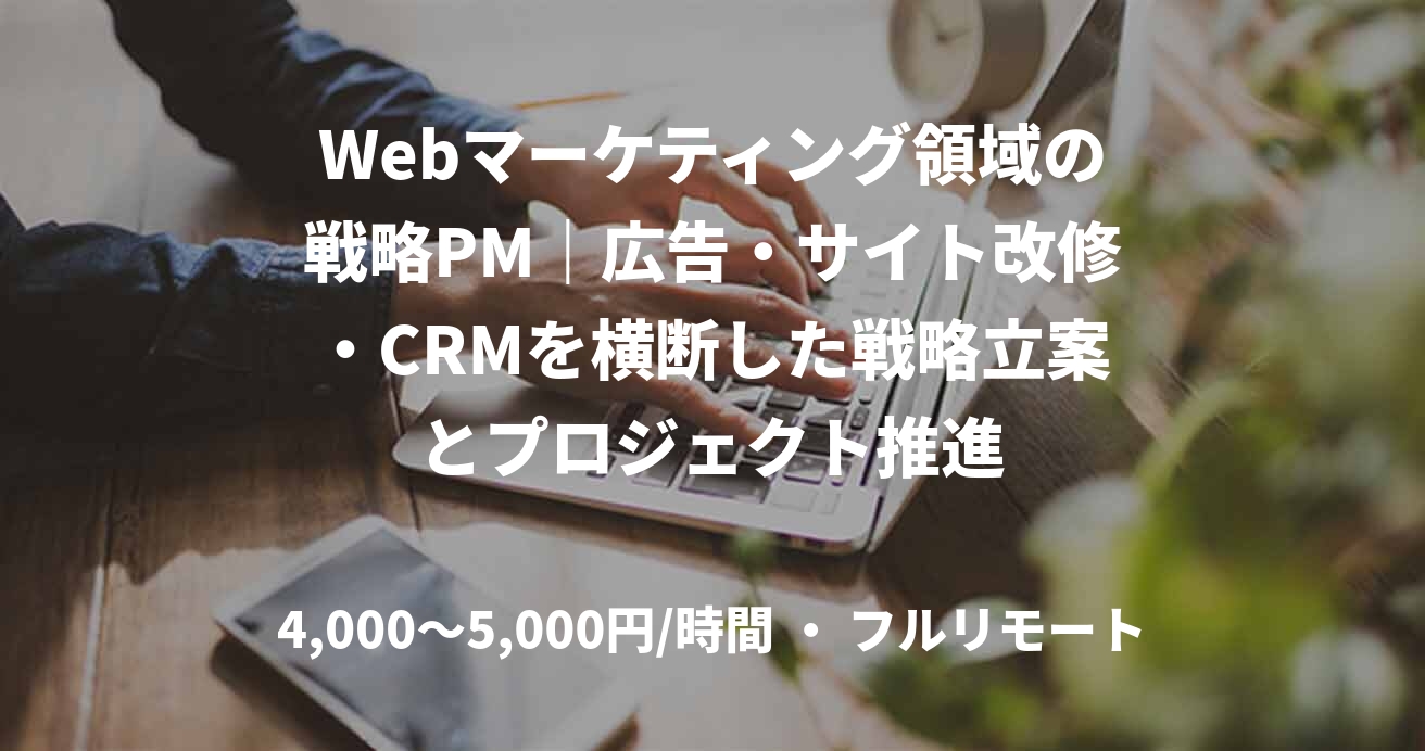 Webマーケティング領域の戦略PM｜広告・サイト改修・CRMを横断した戦略立案とプロジェクト推進