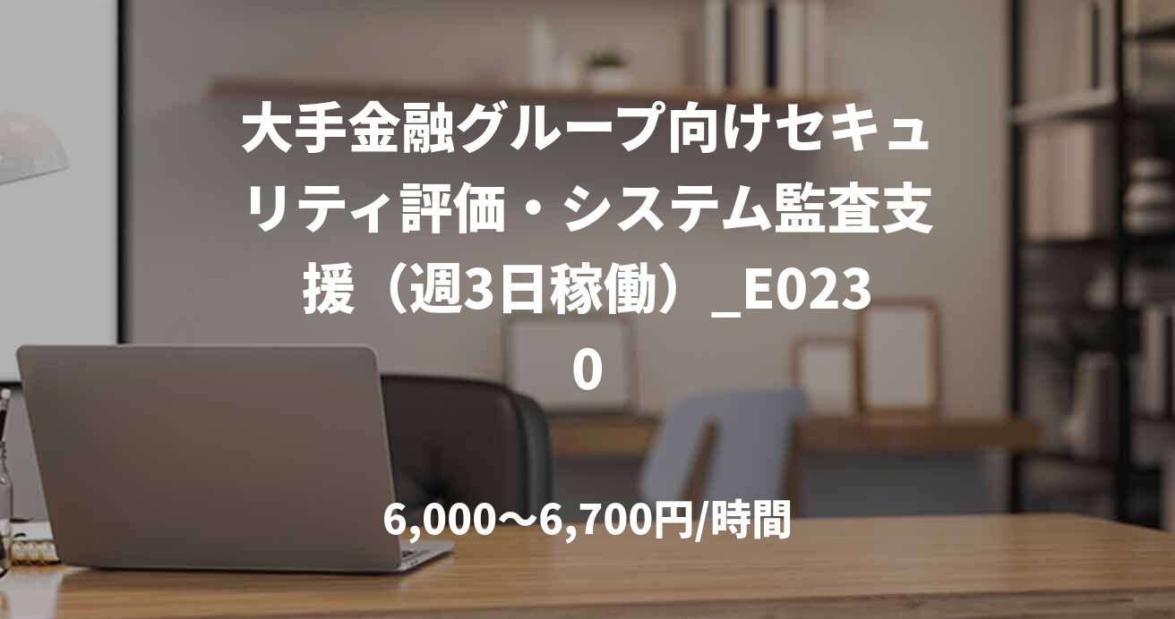 大手金融グループ向けセキュリティ評価・システム監査支援(週3日稼働)_E0230