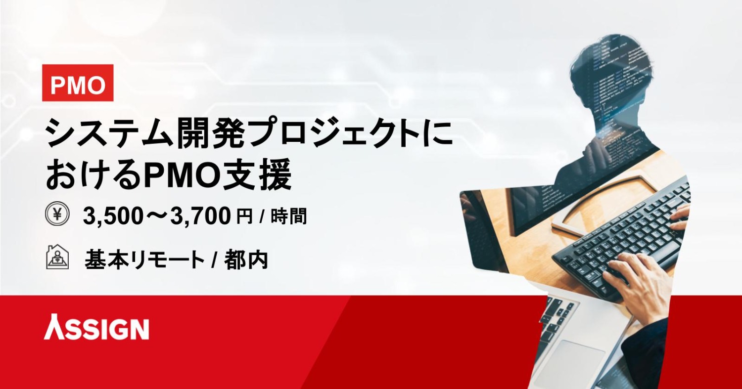 【PMO】システム開発プロジェクトにおけるPMO支援　基本リモート＠都内