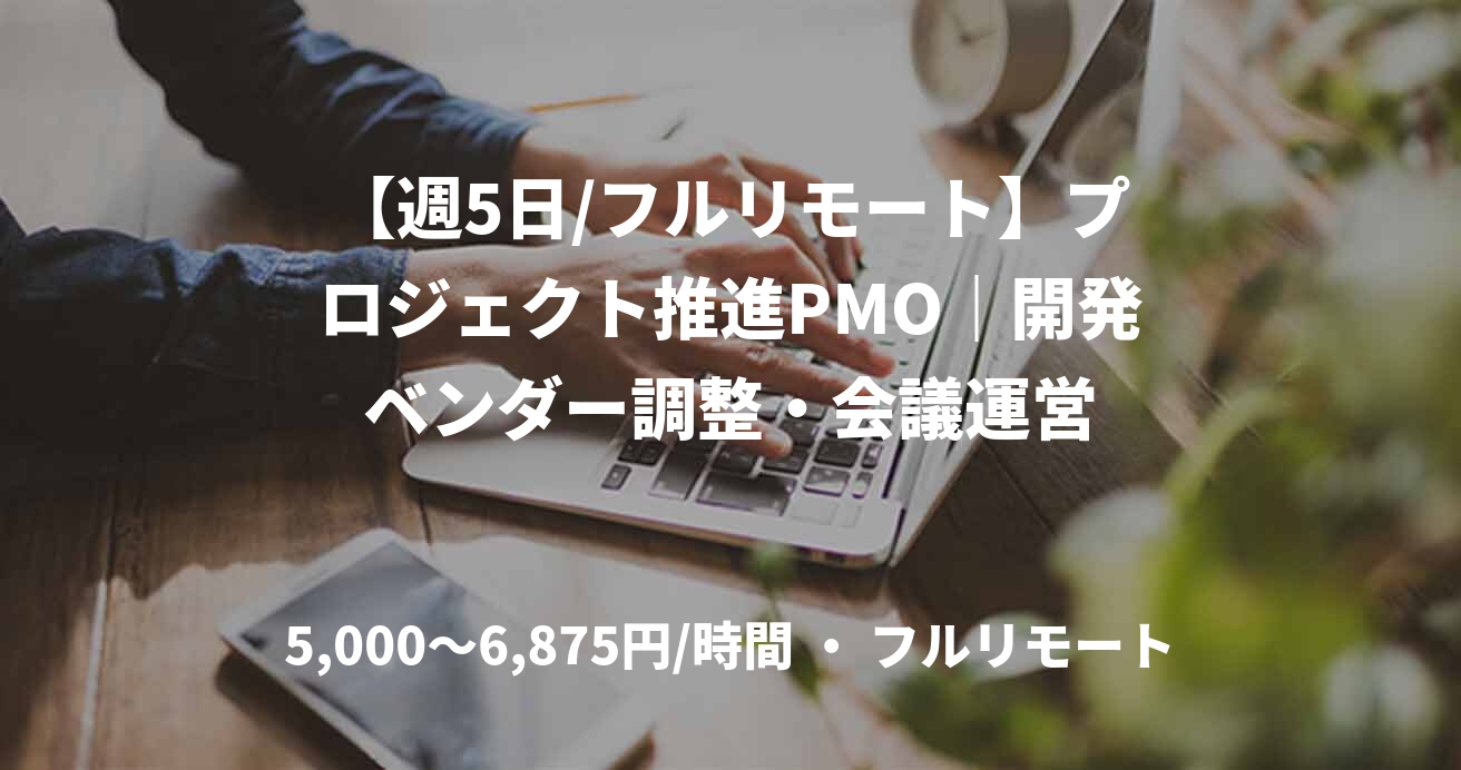 【週5日/フルリモート】プロジェクト推進PMO｜開発ベンダー調整・会議運営