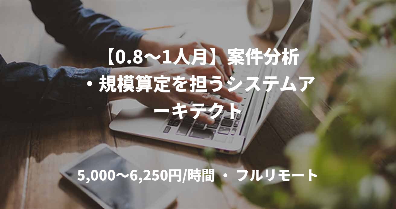 【0.8～1人月】案件分析・規模算定を担うシステムアーキテクト