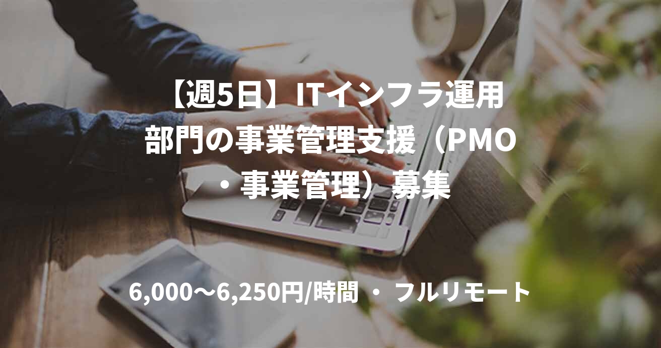 【週5日】ITインフラ運用部門の事業管理支援（PMO・事業管理）募集