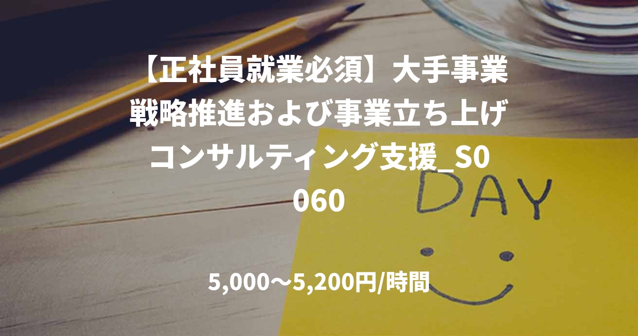 【正社員就業必須】大手事業戦略推進および事業立ち上げコンサルティング支援_S0060