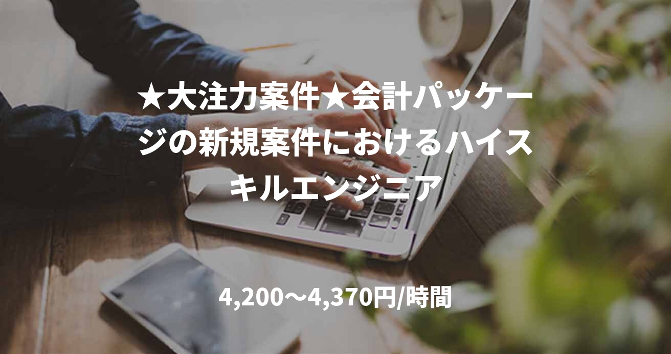★大注力案件★会計パッケージの新規案件におけるハイスキルエンジニア