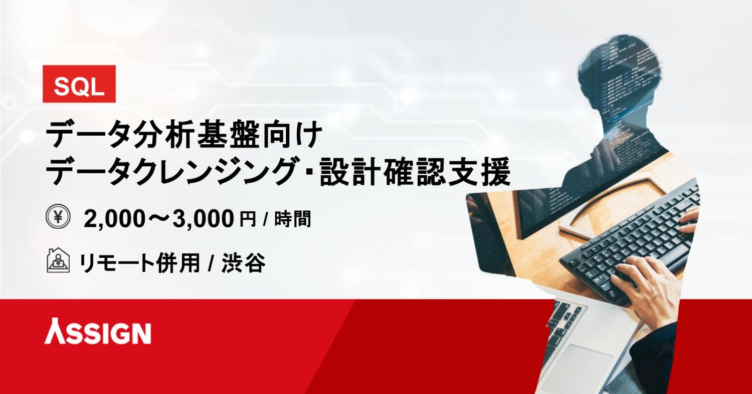 【SQL】データ分析基盤向けデータクレンジング・設計確認支援　リモート併用＠渋谷