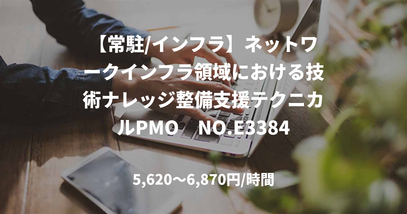【常駐/インフラ】ネットワークインフラ領域における技術ナレッジ整備支援テクニカルPMO　NO.E33841