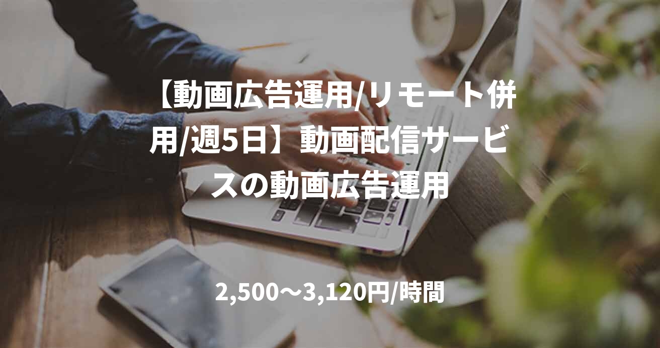 【動画広告運用/リモート併用/週5日】動画配信サービスの動画広告運用