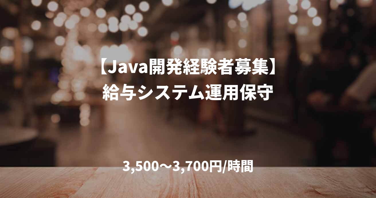 【Java開発経験者募集】給与システム運用保守