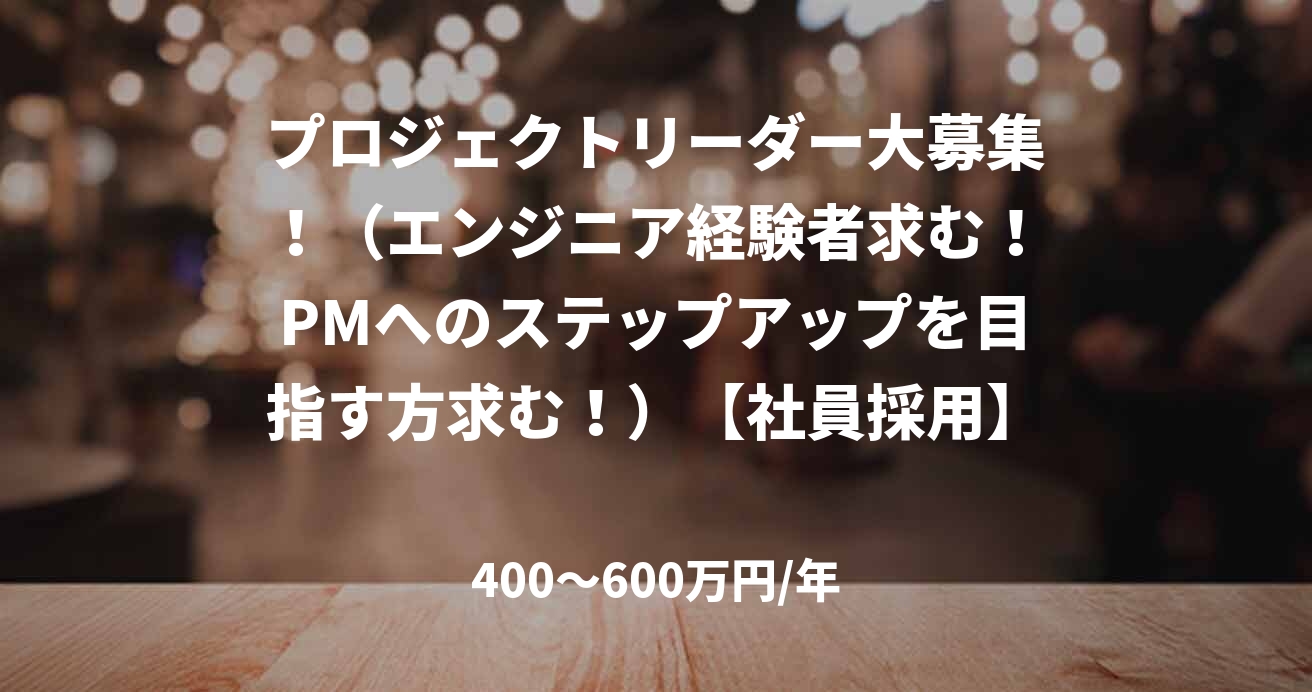 プロジェクトリーダー大募集!(エンジニア経験者求む!PMへのステップアップを目指す方求む!)【社員採用】