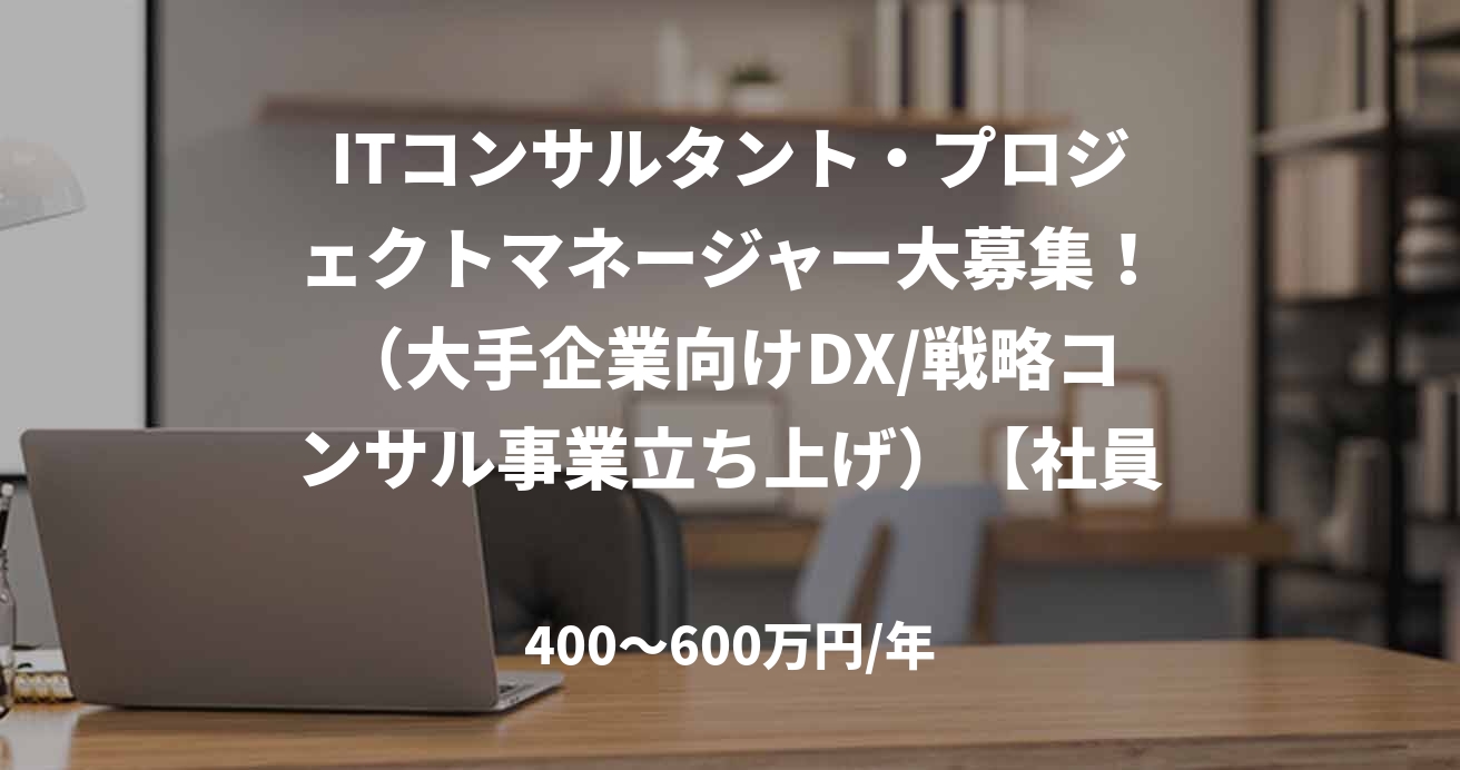 ITコンサルタント・プロジェクトマネージャー大募集！（大手企業向けDX/戦略コンサル事業立ち上げ）【社員採用】