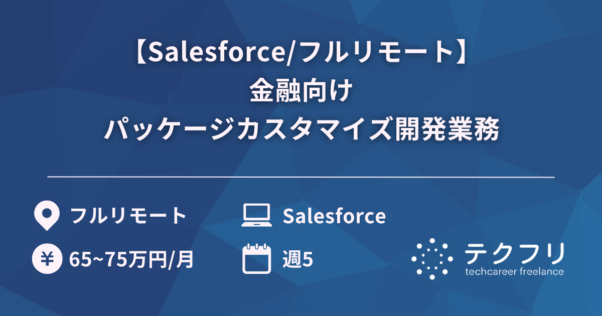 【Salesforce/フルリモート】金融向けパッケージカスタマイズ開発業務