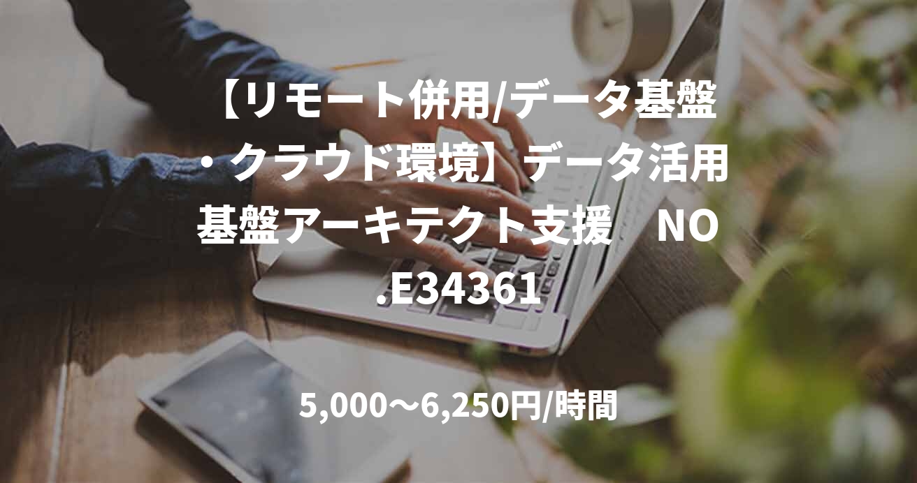 【リモート併用/データ基盤・クラウド環境】データ活用基盤アーキテクト支援　NO.E34361