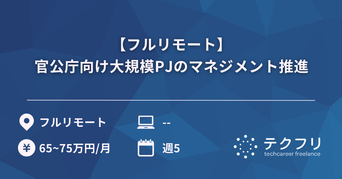 【フルリモート】官公庁向け大規模PJのマネジメント推進