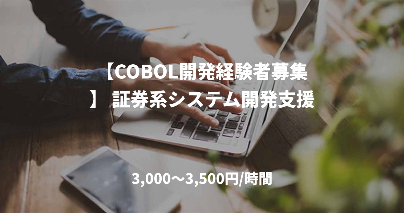 【COBOL開発経験者募集】 証券系システム開発支援