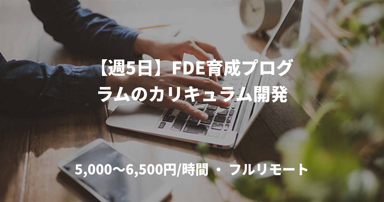 【週5日】FDE育成プログラムのカリキュラム開発