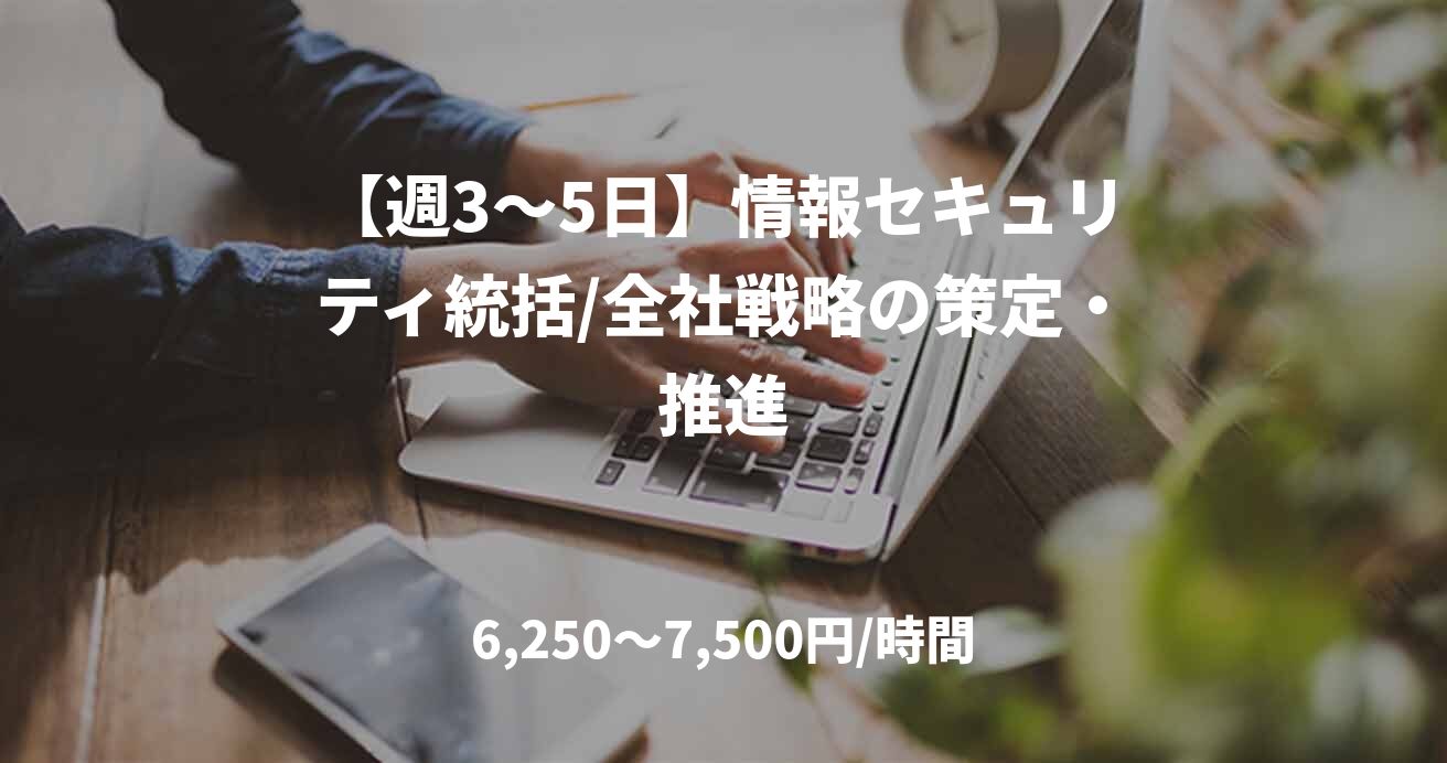 【週3〜5日】情報セキュリティ統括/全社戦略の策定・推進