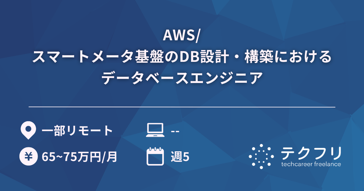 AWS/スマートメータ基盤のDB設計・構築におけるデータベースエンジニア