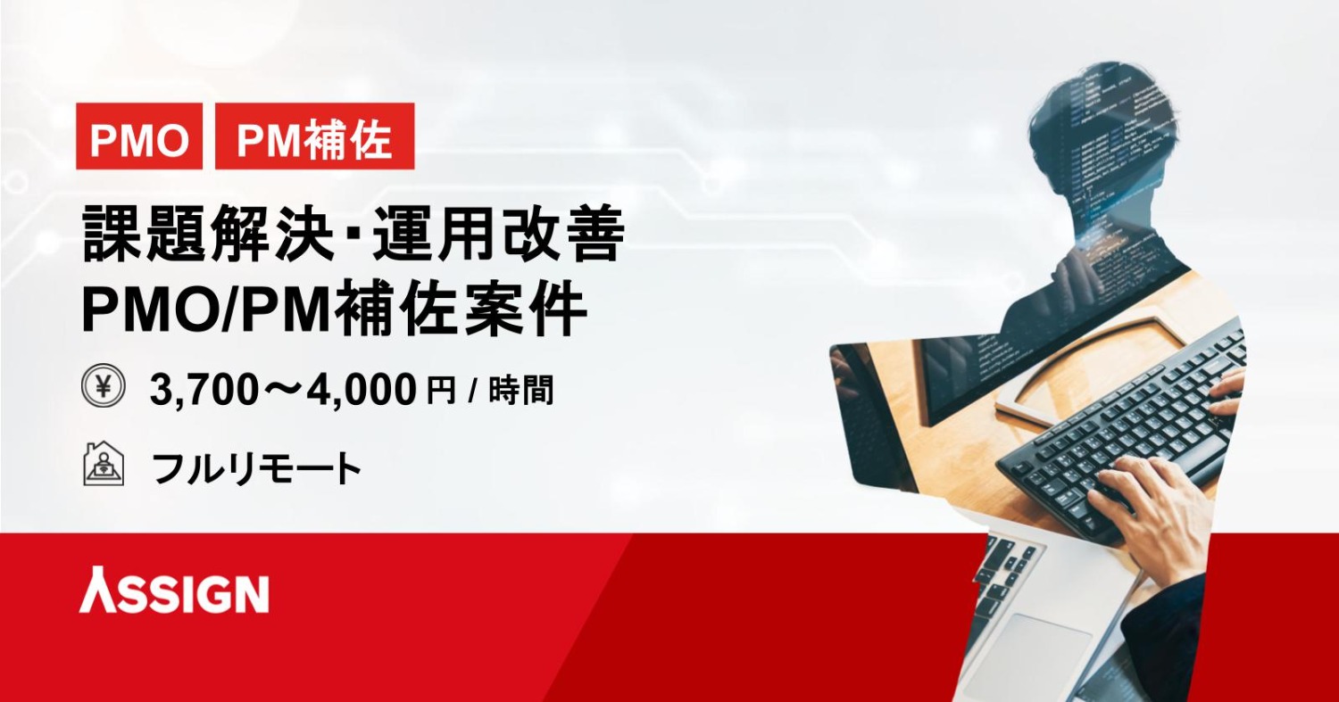 【PMO/PM補佐】課題解決・運用改善PMO/PM補佐案件　フルリモート
