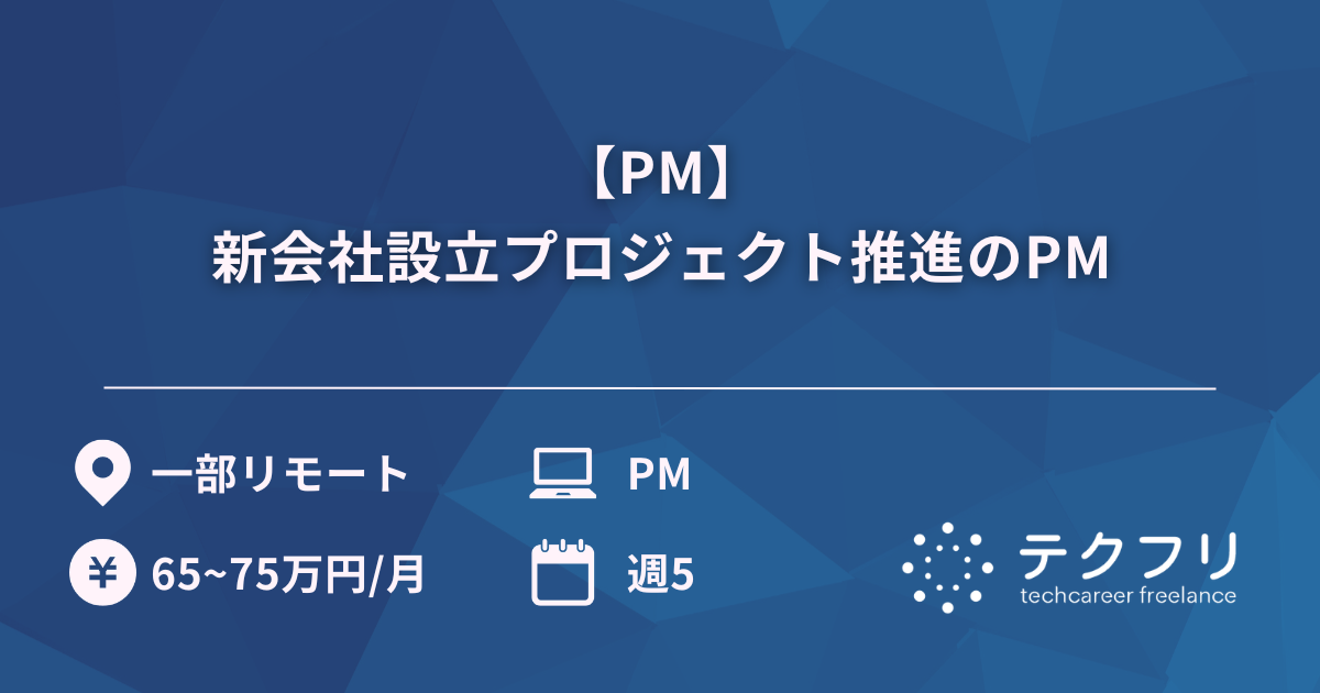 【PM】新会社設立プロジェクト推進のPM