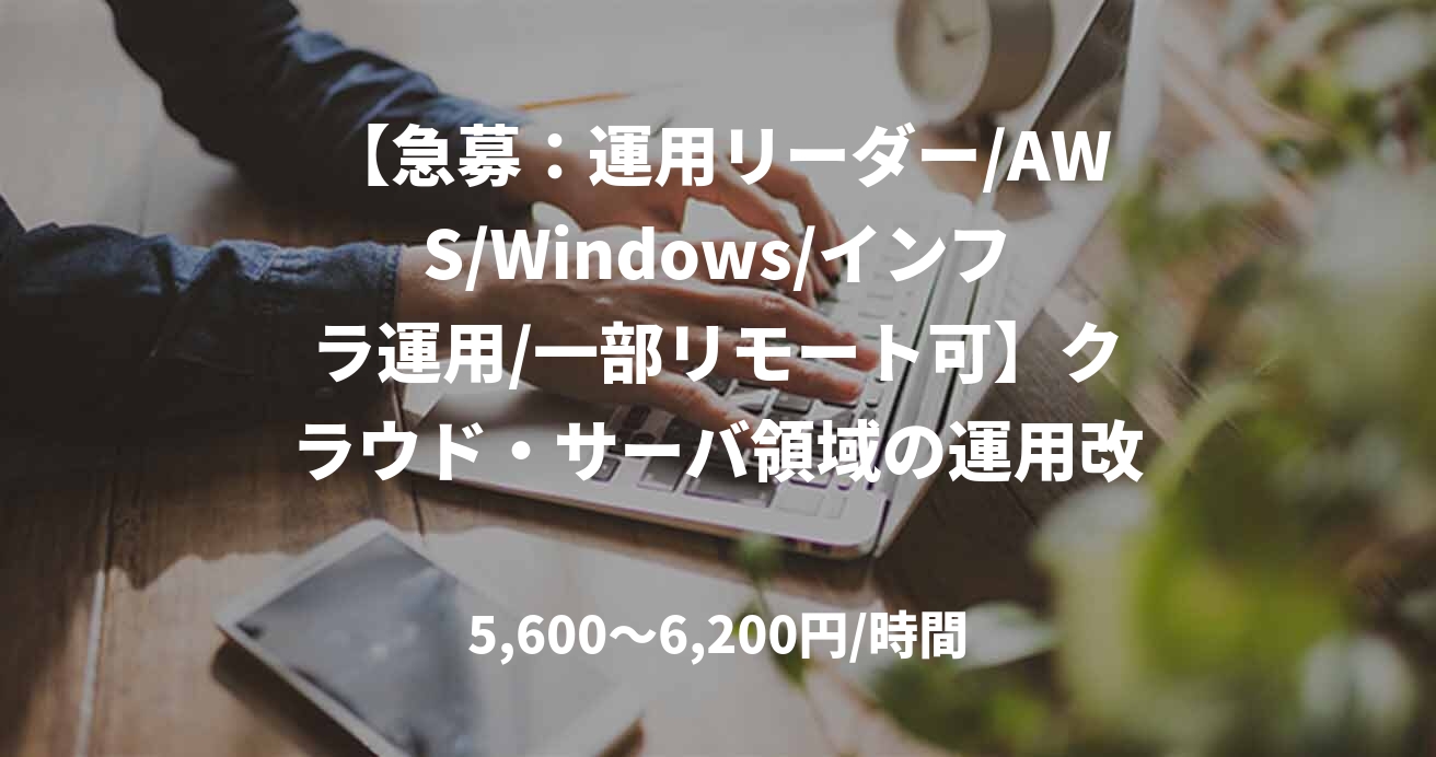 【急募：運用リーダー/AWS/Windows/インフラ運用/一部リモート可】クラウド・サーバ領域の運用改善支援およびリード