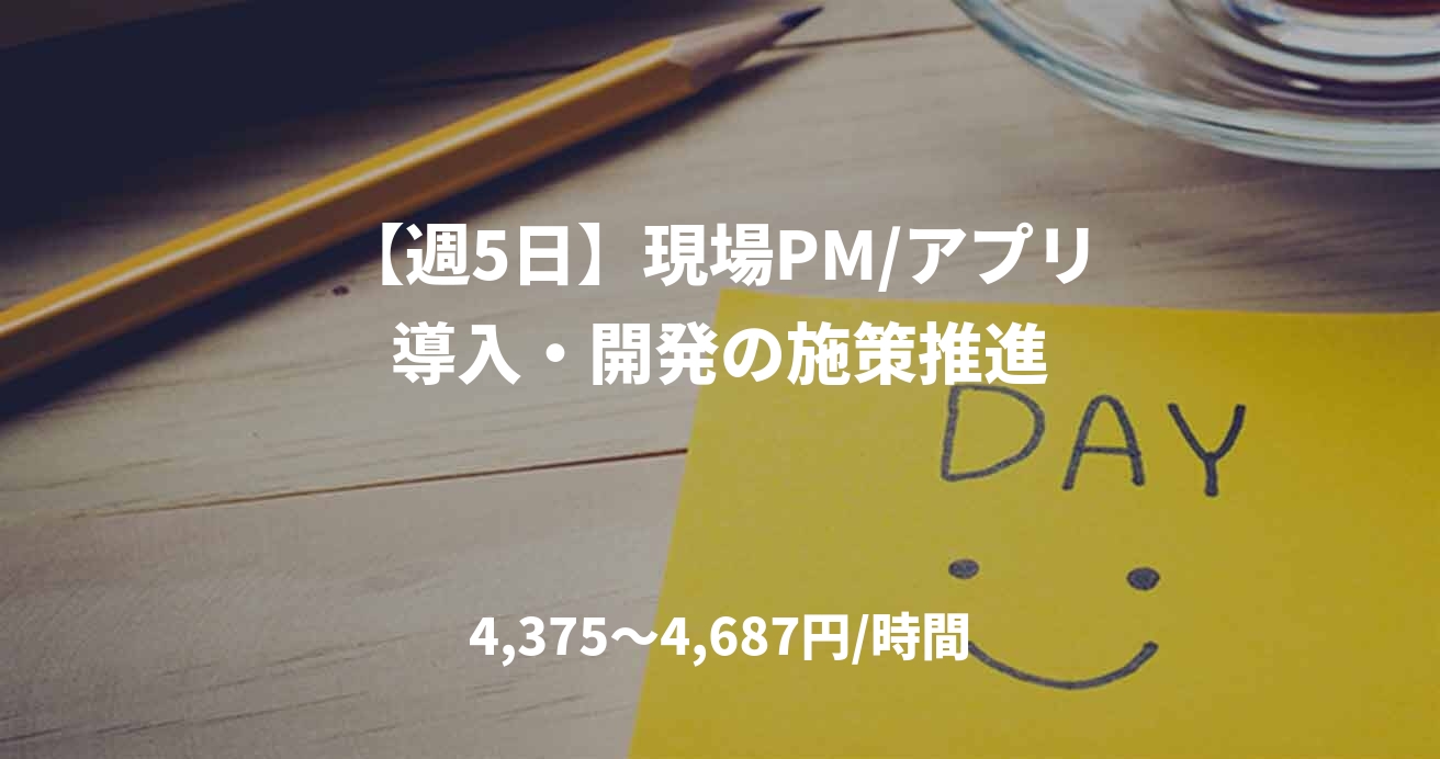 【週5日】現場PM/アプリ導入・開発の施策推進