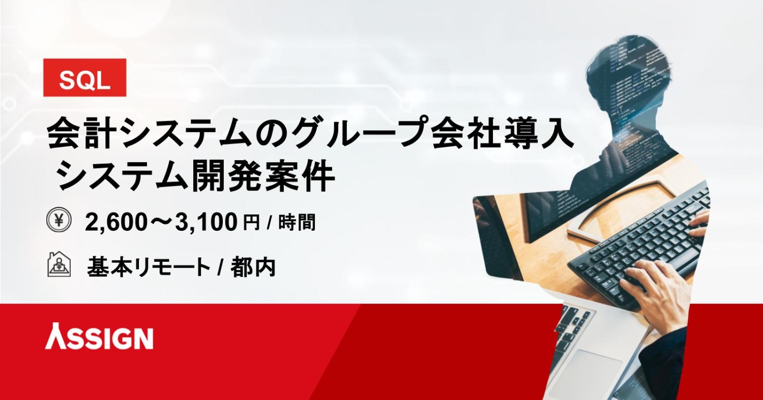 【SQL】会計システムのグループ会社導入 システム開発案件　基本リモート＠都内