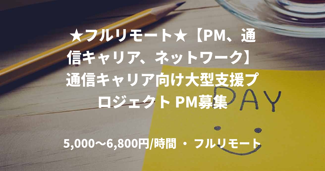 ★フルリモート★【PM、通信キャリア、ネットワーク】通信キャリア向け大型支援プロジェクト PM募集