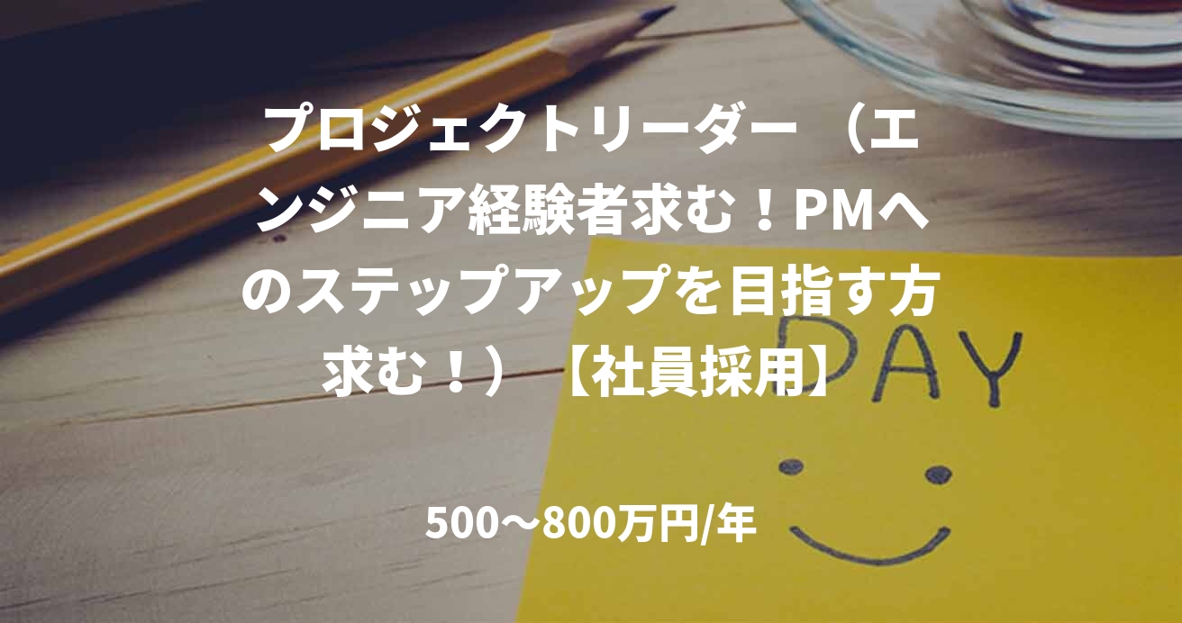 プロジェクトリーダー (エンジニア経験者求む!PMへのステップアップを目指す方求む!)【社員採用】